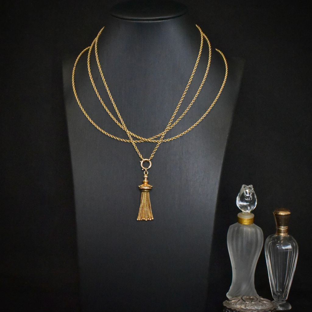 Antique Victorian Etruscan Revival 9ct Yellow Gold Tassel Fob Charm
