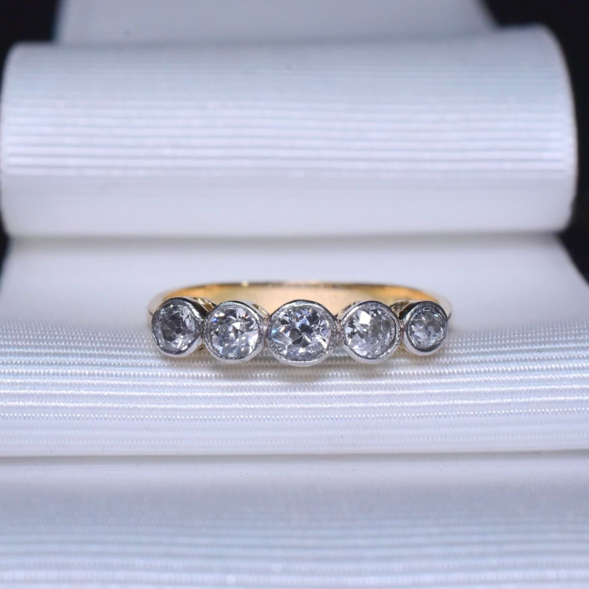 Antique 18ct Yellow Gold And Diamond Five Stone Ring Circa 1920