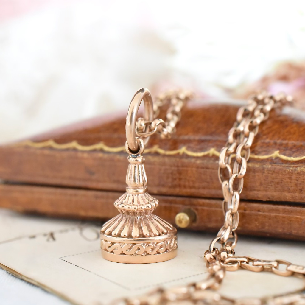Antique Edwardian Era 9ct Rose Gold Fob Charm