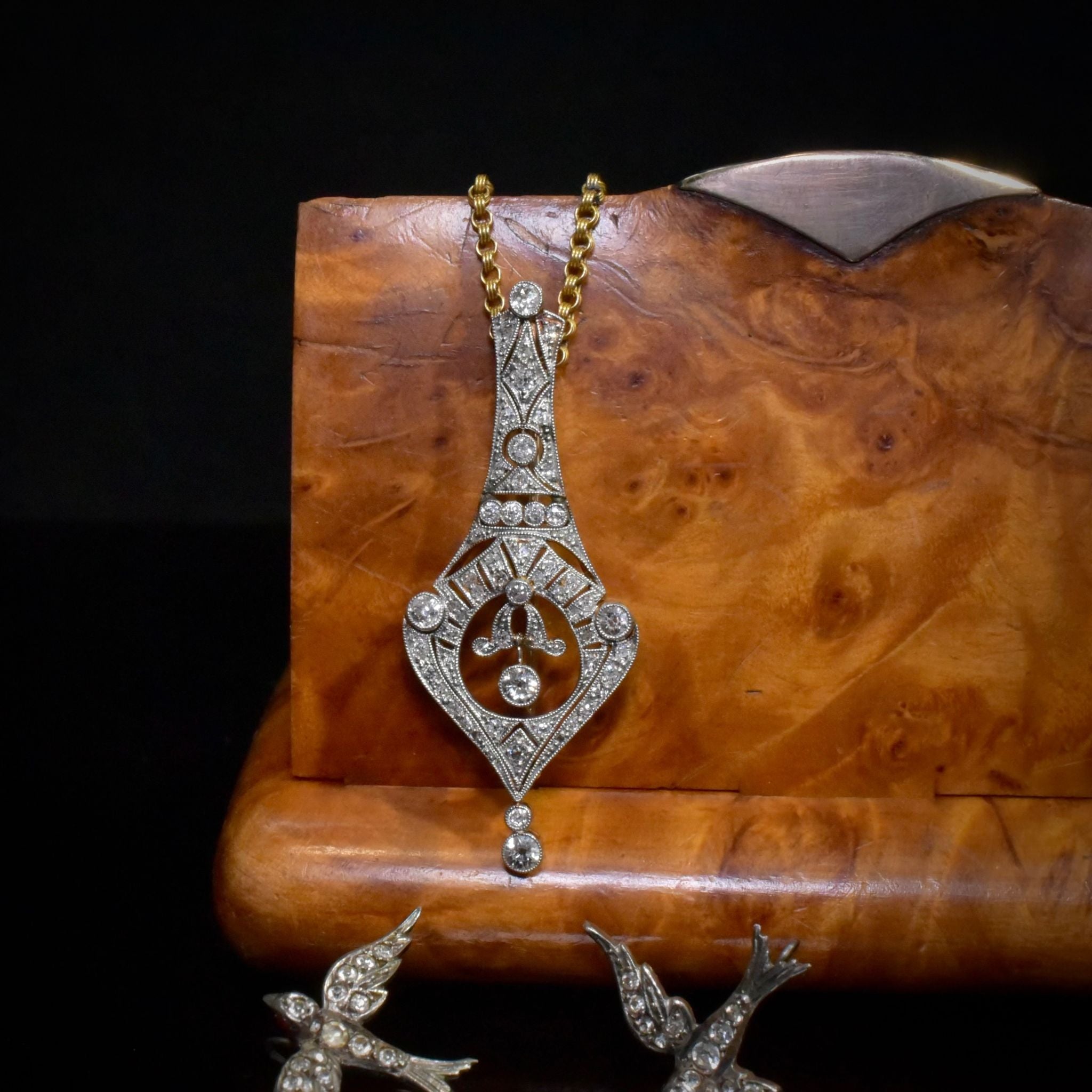 Superb Art Deco 18ct Gold, Platinum And Diamond Brooch Circa 1920’s