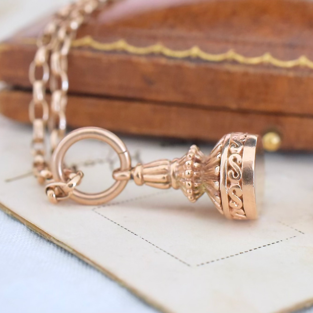 Antique Edwardian Era 9ct Rose Gold Fob Charm