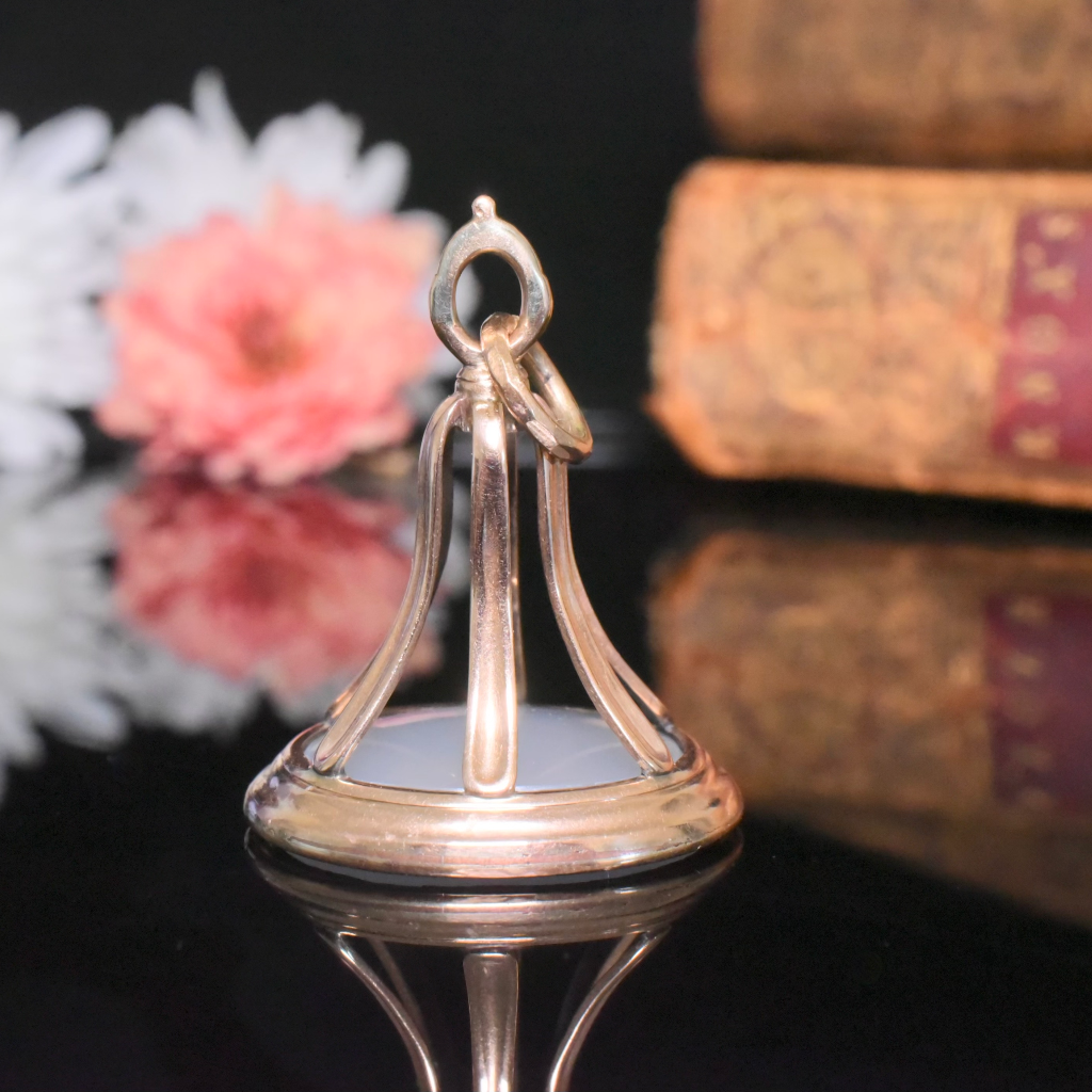 Antique Georgian 15ct Rose Gold Chalcedony ‘Initial H’ Fob Seal Circa 1820