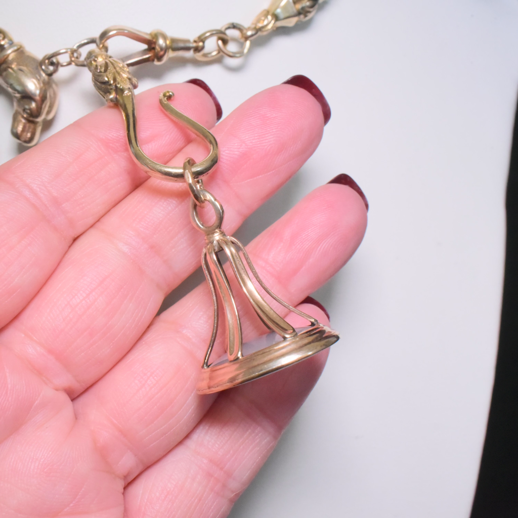 Antique Georgian 15ct Rose Gold Chalcedony ‘Initial H’ Fob Seal Circa 1820