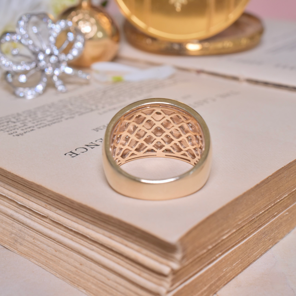 Superb Modern 9ct Yellow Gold Diamond Wide Ring - 1.50ct Included In Purchase Retail Replacement Valuation For $7410 AUD