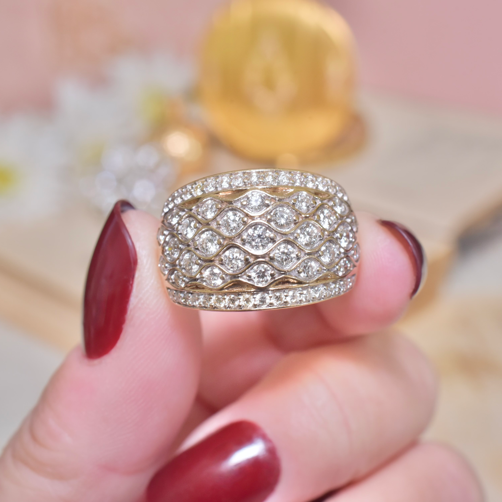 Superb Modern 9ct Yellow Gold Diamond Wide Ring - 1.50ct Included In Purchase Retail Replacement Valuation For $7410 AUD