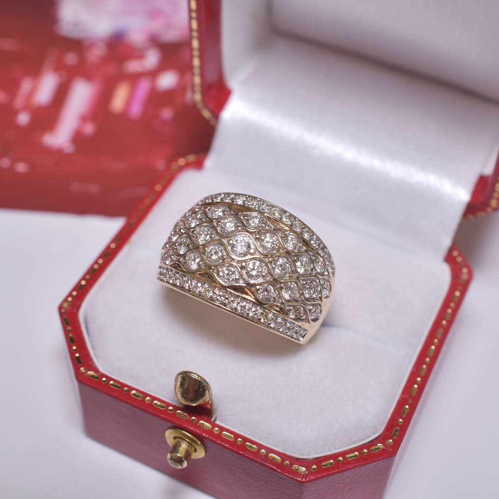Superb Modern 9ct Yellow Gold Diamond Wide Ring - 1.50ct Included In Purchase Retail Replacement Valuation For $7410 AUD
