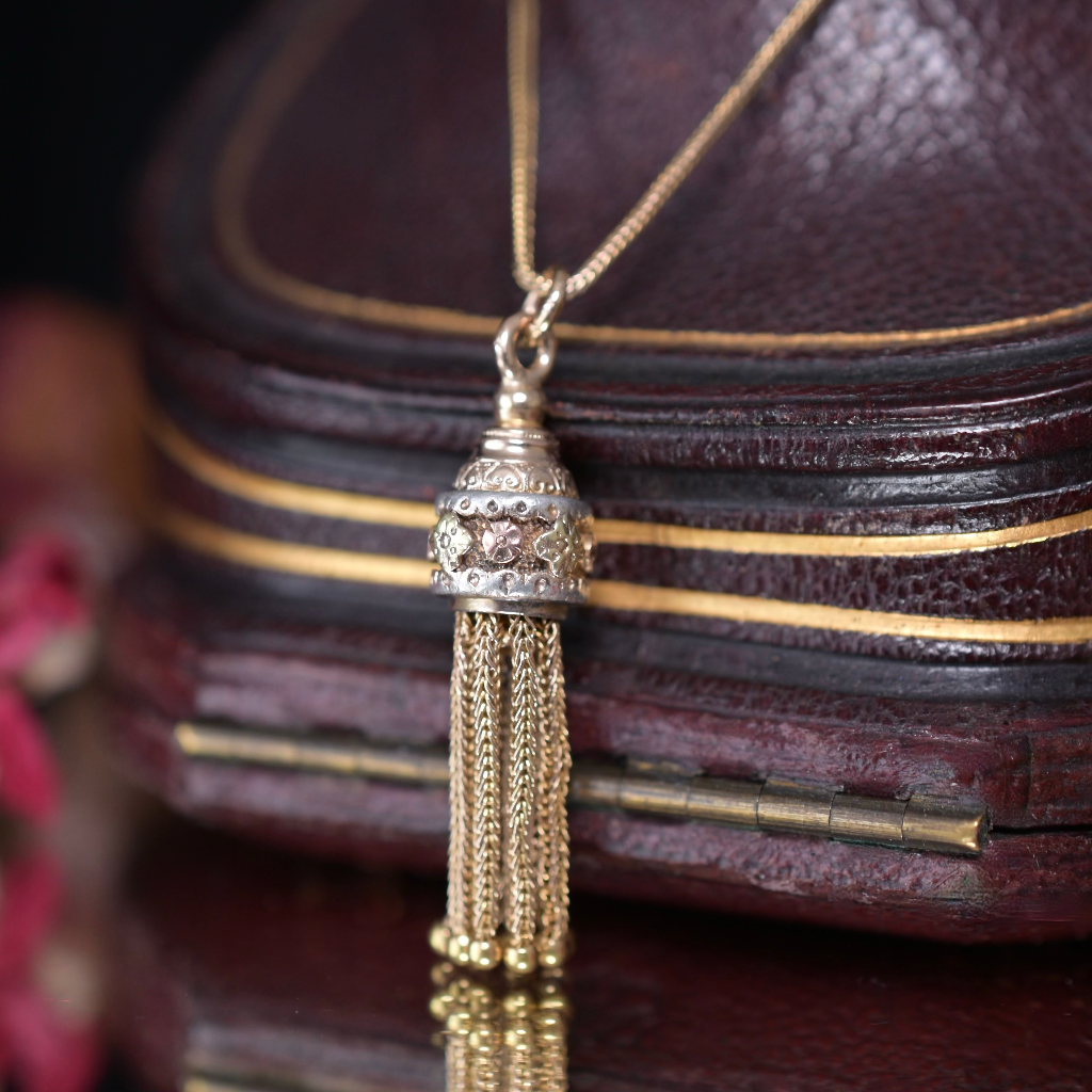 Antique Victorian 15ct Gold Tri-Colour Tassel Pendant Drop Circa 1890