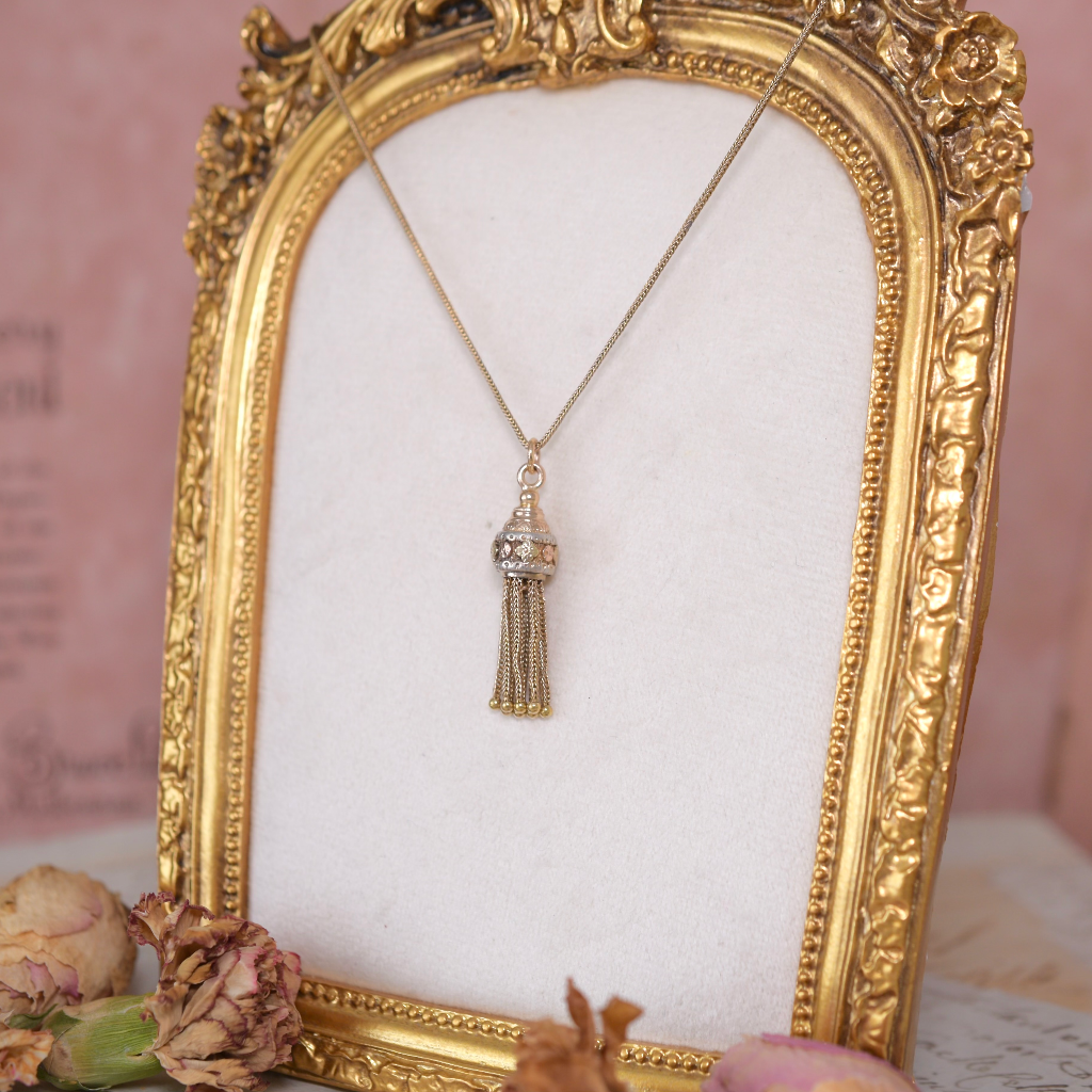 Antique Victorian 15ct Gold Tri-Colour Tassel Pendant Drop Circa 1890