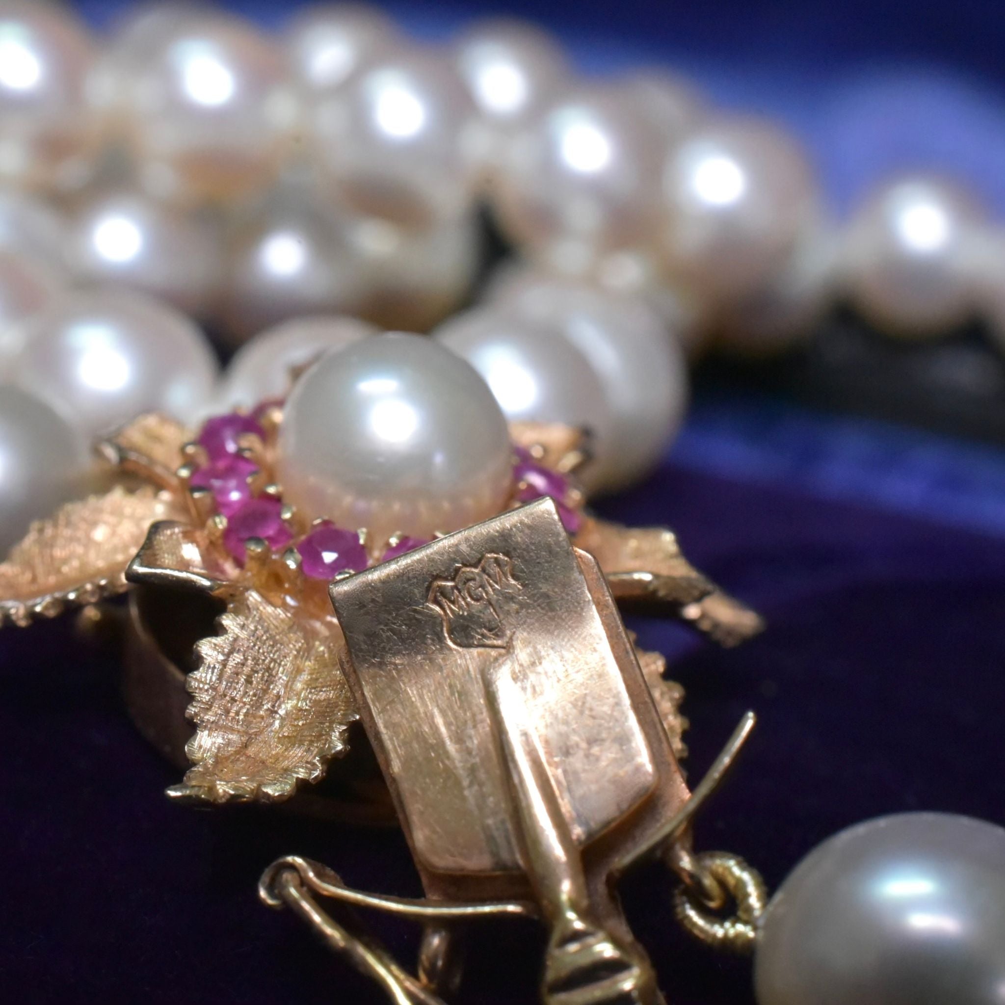 Superb Modern 14ct Yellow Gold, Ruby And Akoya Pearl ‘Matinee’ Necklace