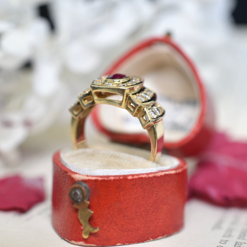 Modern 18ct Yellow Gold Natural Ruby And Diamond 0.50ct Ring
