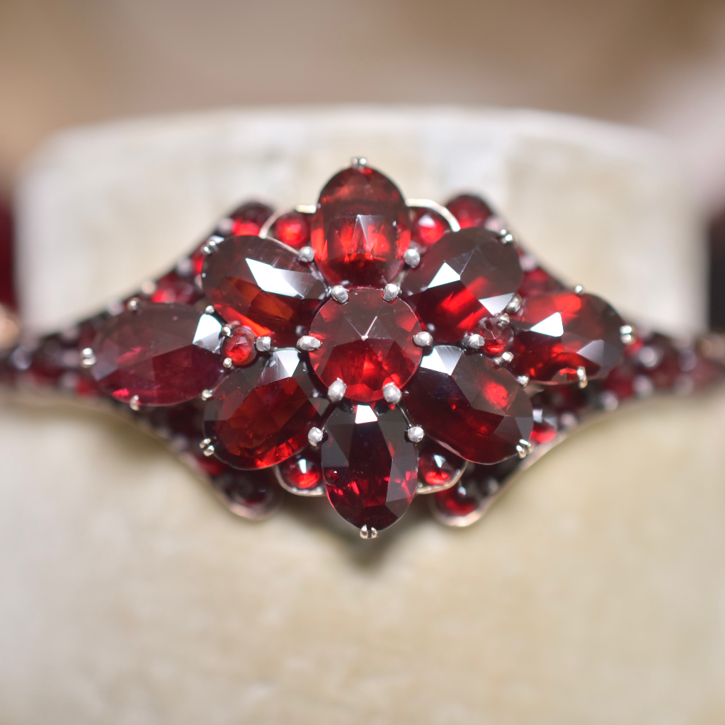 A Fine Antique Victorian Bohemian Garnet Bangle Circa 1890 - 1900