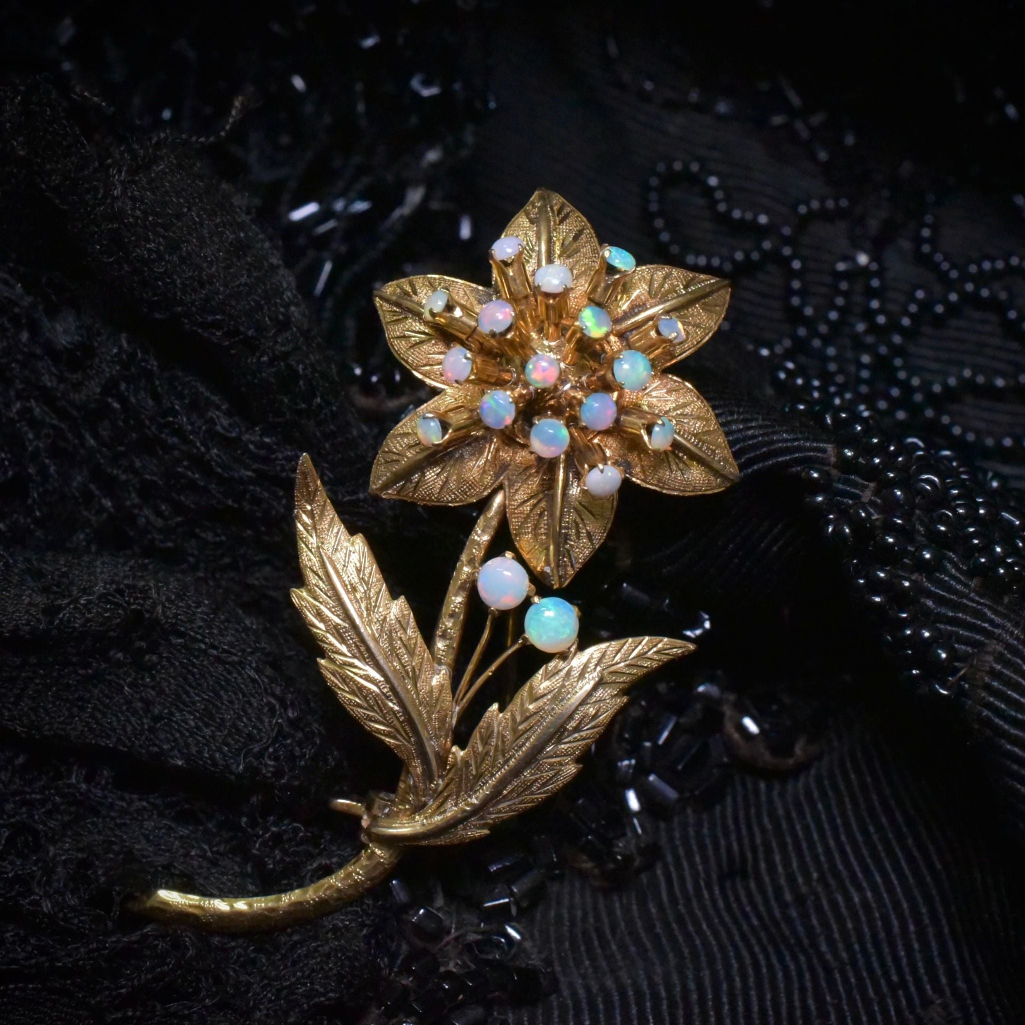 Vintage 14ct Yellow Gold And Solid Opal ‘Daisy’ Brooch