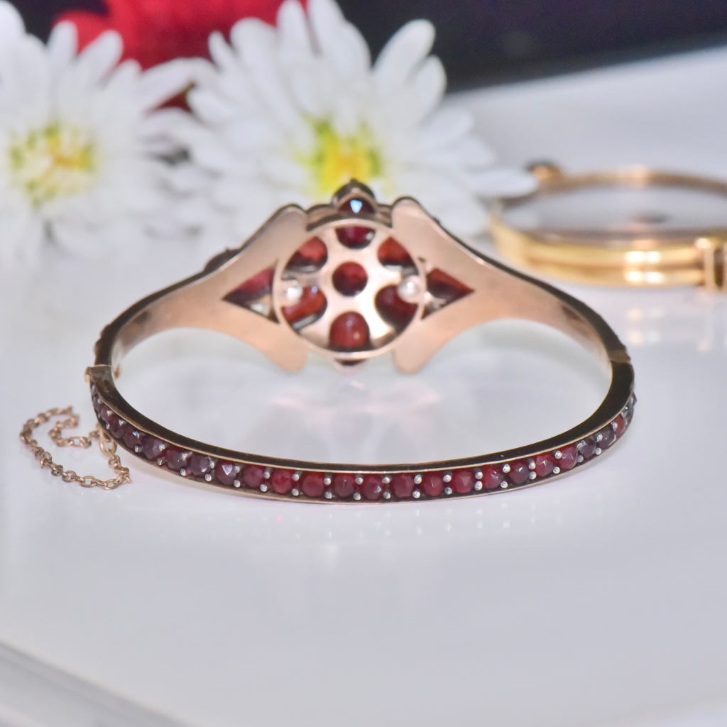 A Fine Antique Victorian Bohemian Garnet Bangle Circa 1890 - 1900