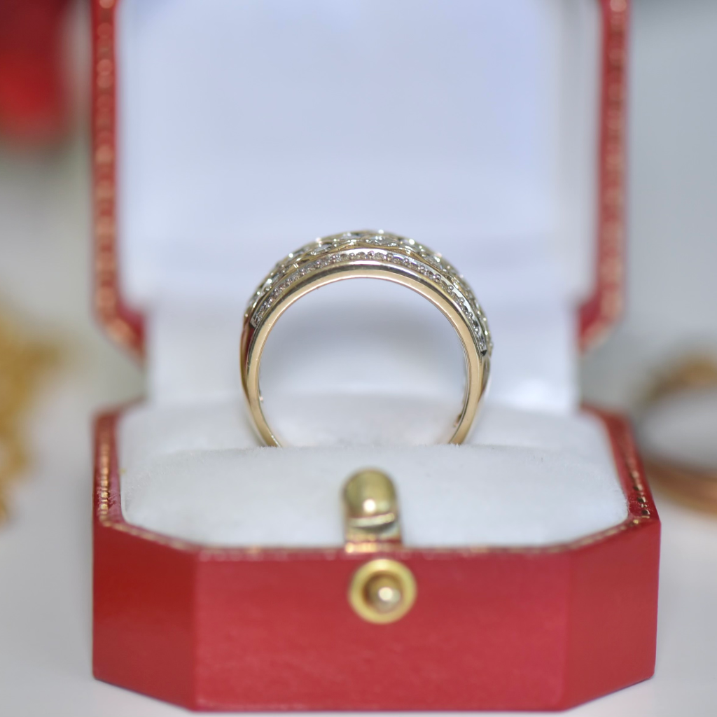 Superb Modern 9ct Yellow Gold Diamond Wide Ring - 1.50ct Included In Purchase Retail Replacement Valuation For $7410 AUD