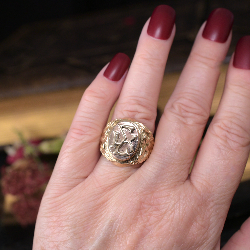 Vintage 9ct Yellow Gold ‘Fraternity Ring - Iota Sigma Upsilon - 13.3 Grams