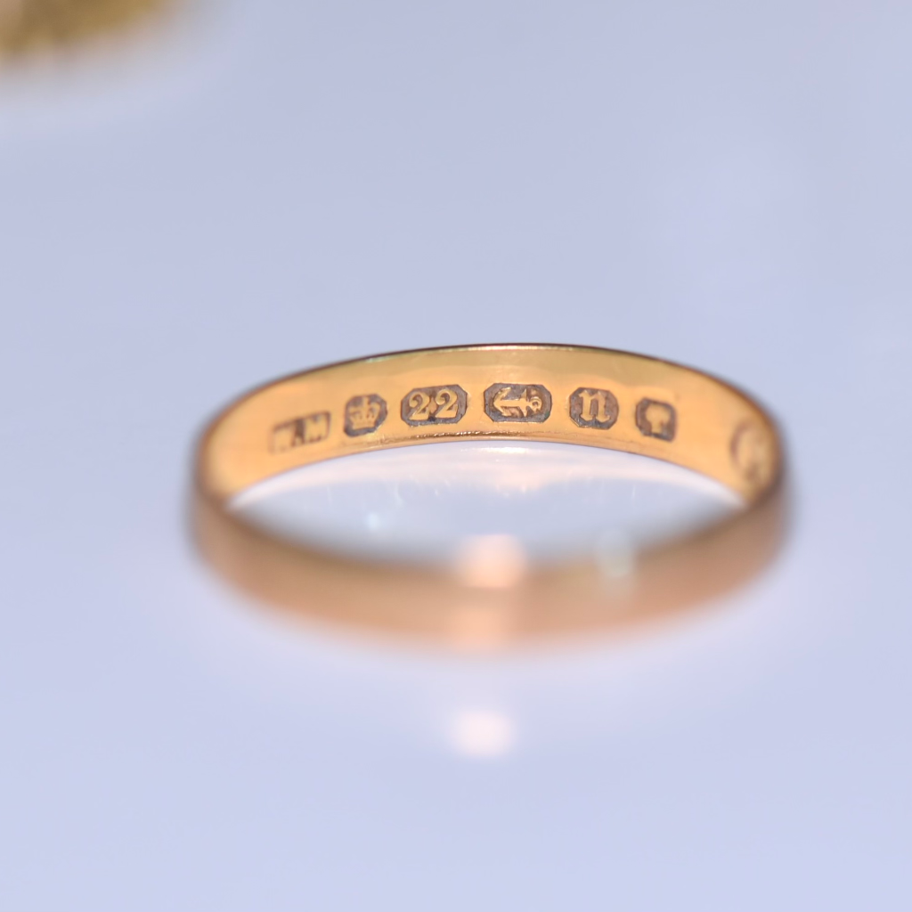 Antique Victorian 22ct Yellow Gold Ring - Birmingham 1887