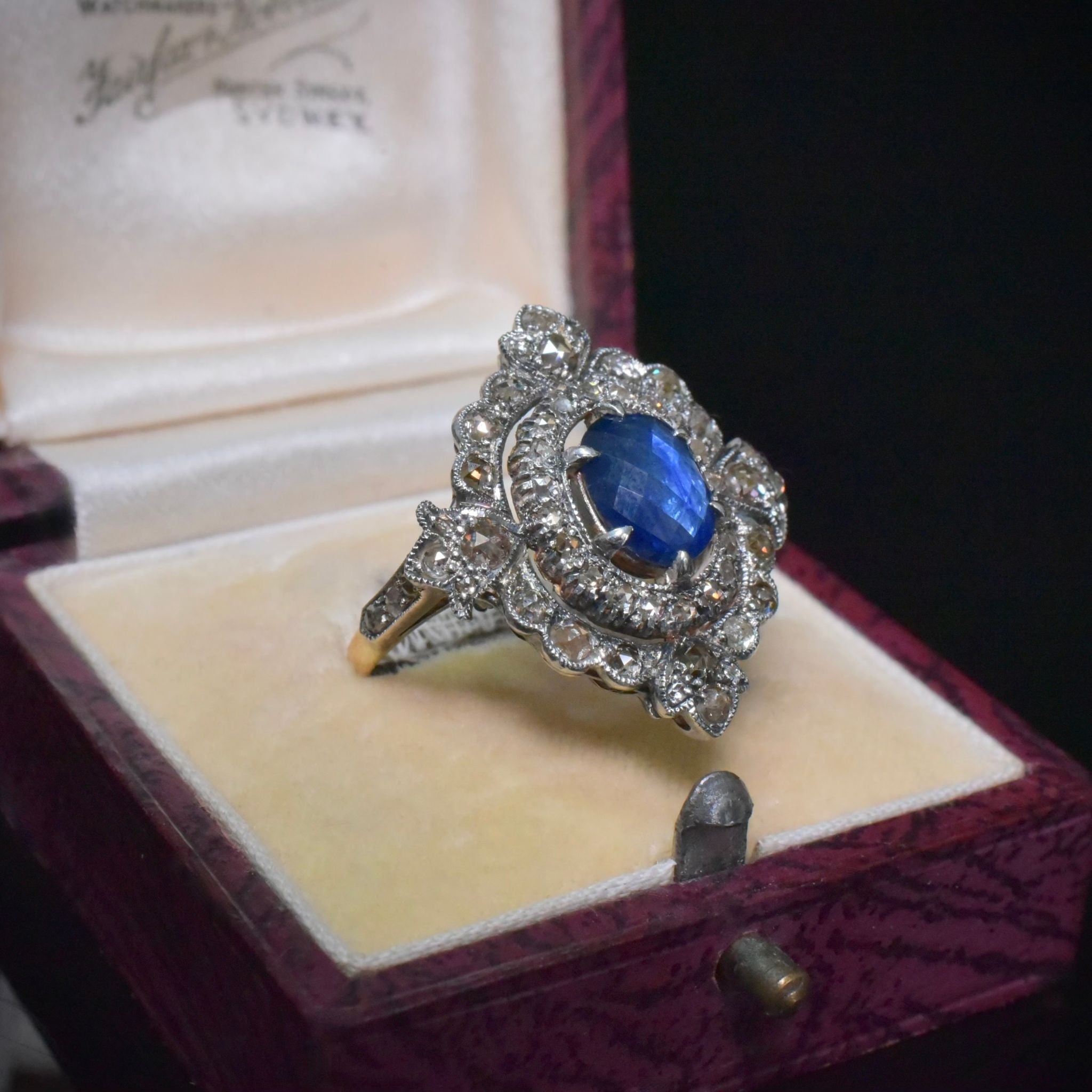 Superb 18ct Gold And Silver Sapphire And Diamond ‘Antique Style’ Ring