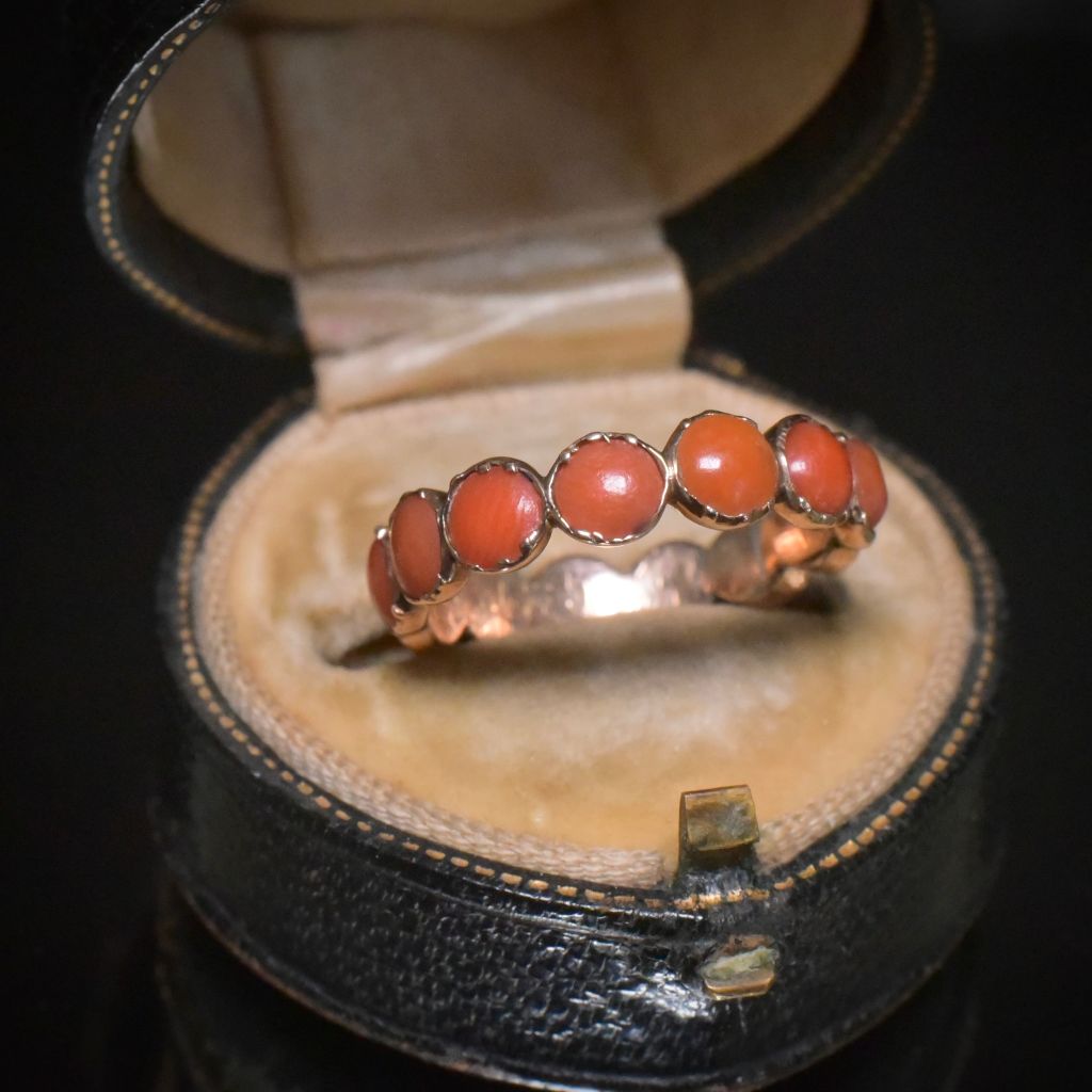 Antique Georgian Coral Full Hoop Ring Circa 1810