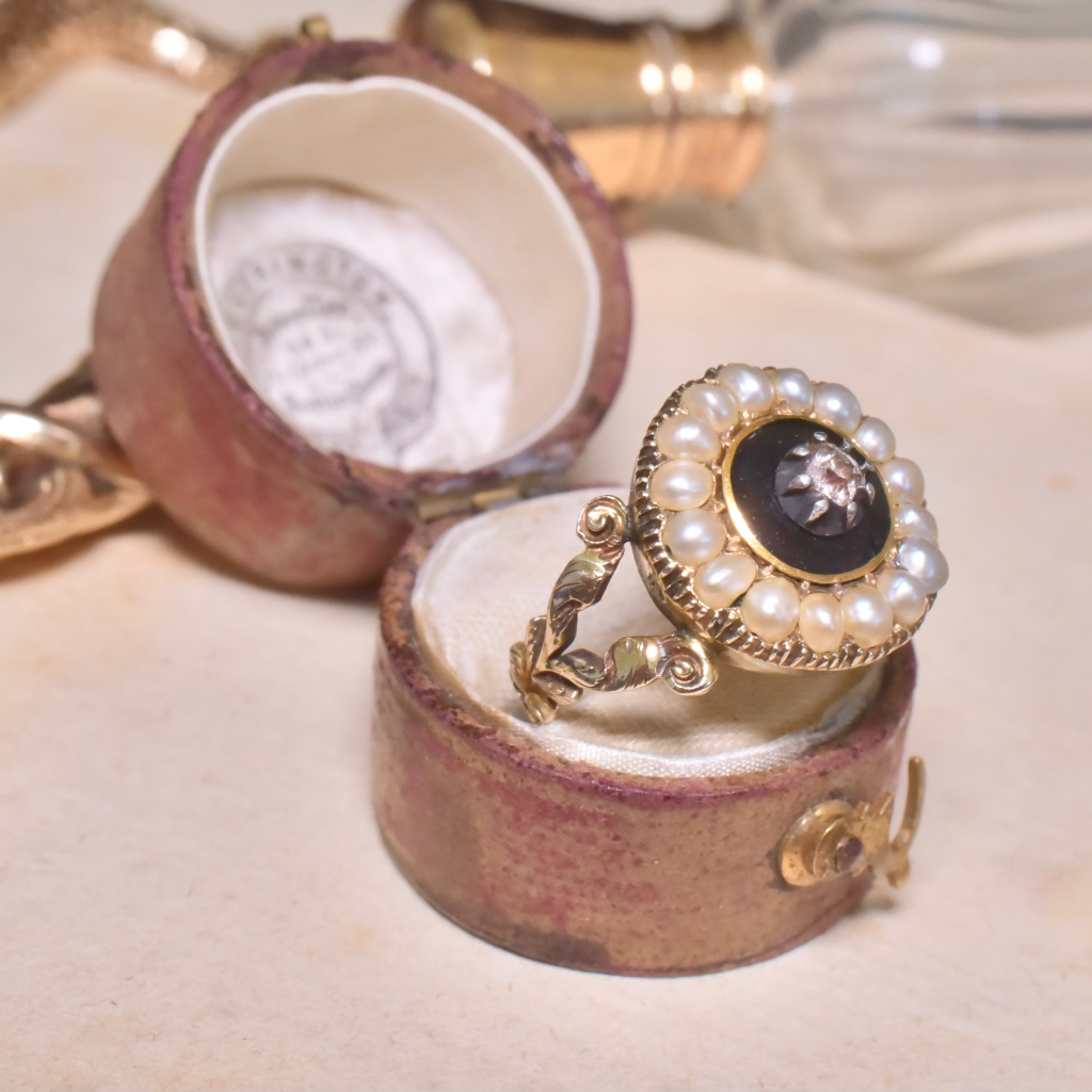 Antique Georgian/Very Early Victorian 15ct Yellow Gold Diamond And Pearl Ring Circa 1820's