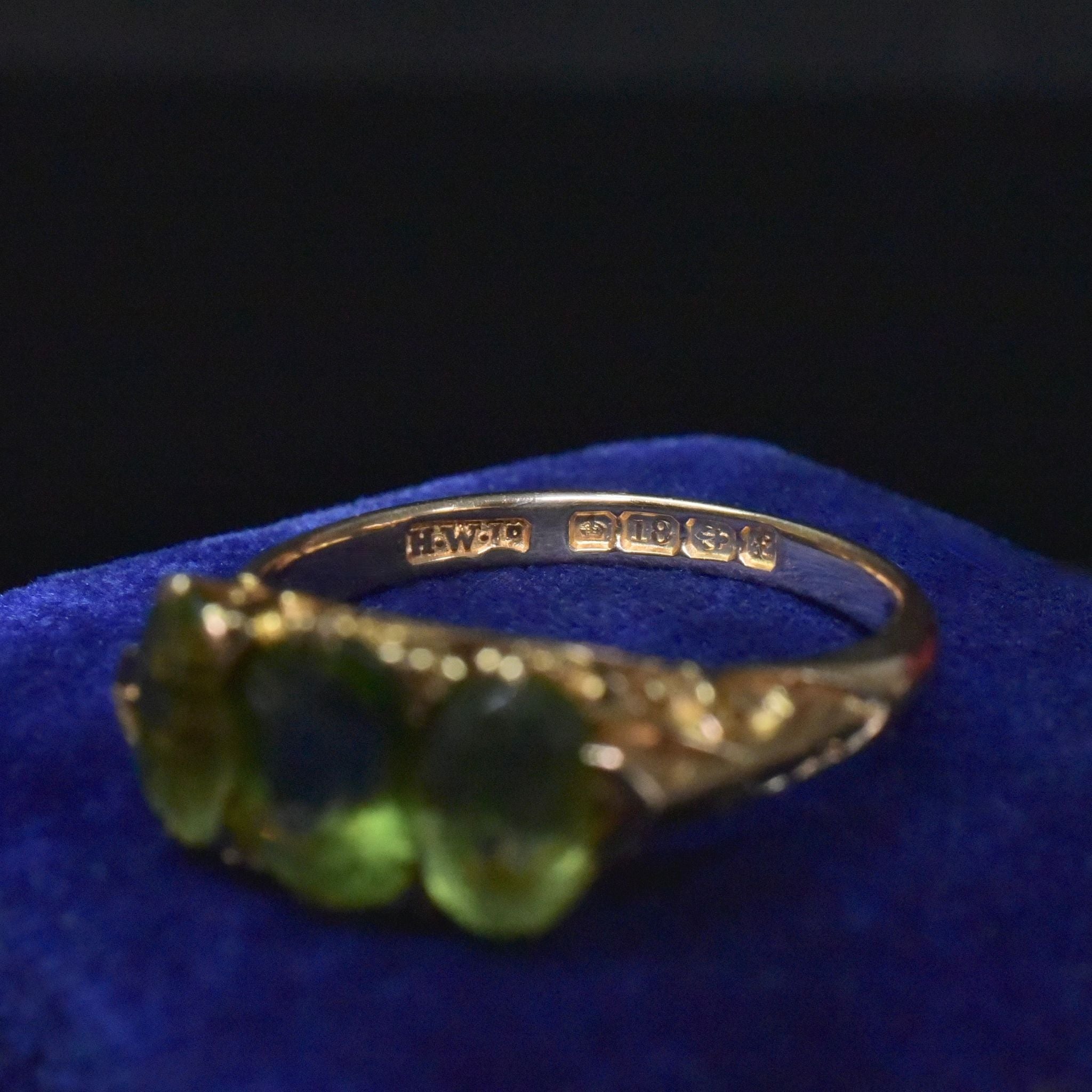 Antique Edwardian 18ct Yellow Gold Peridot Ring - Henry Williamson Ltd - Birmingham 1906