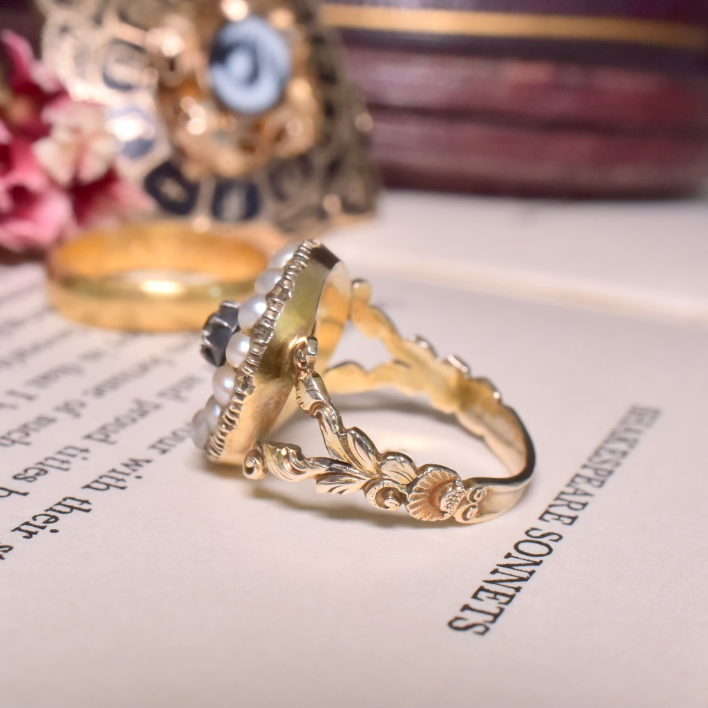 Antique Georgian/Very Early Victorian 15ct Yellow Gold Diamond And Pearl Ring Circa 1820's