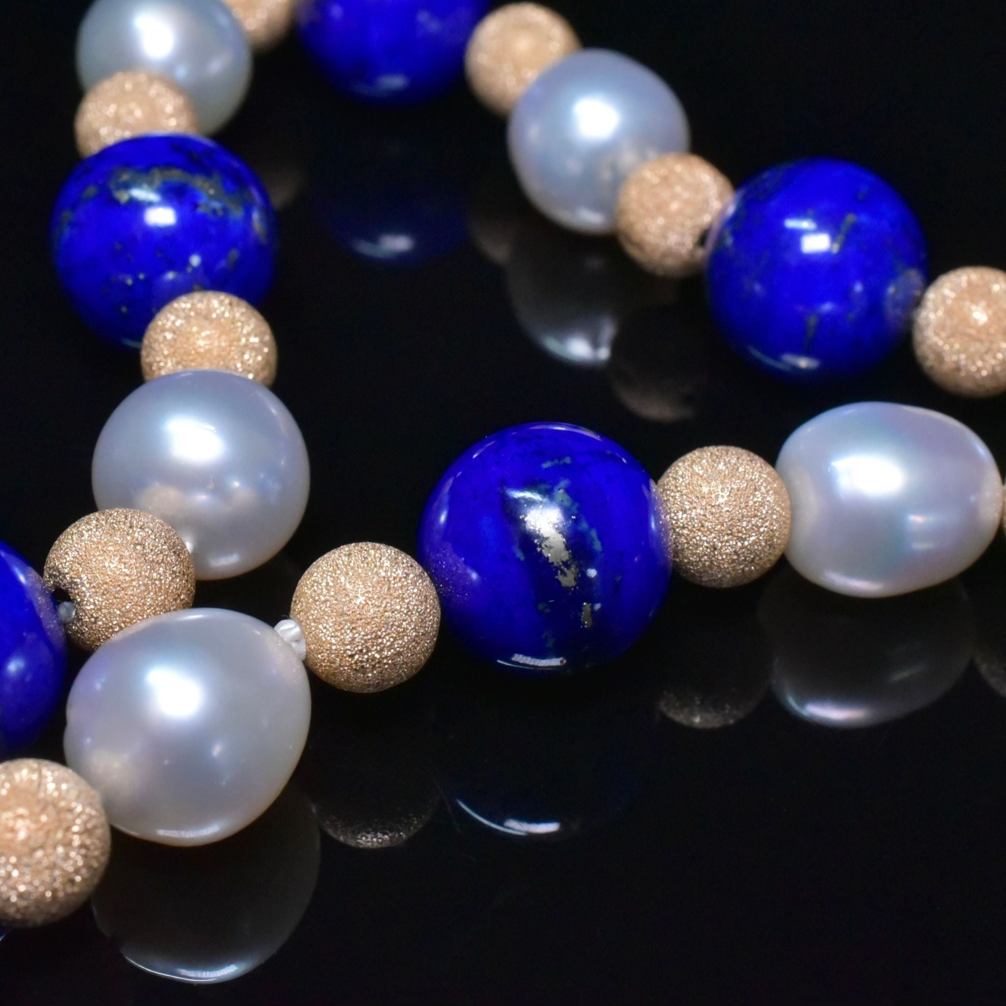 Superb 18ct And 9ct Gold, Diamond, Lapis Lazuli And Pearl Necklace - 1.00ct Included In Purchase Valuation For $8,200 AUD