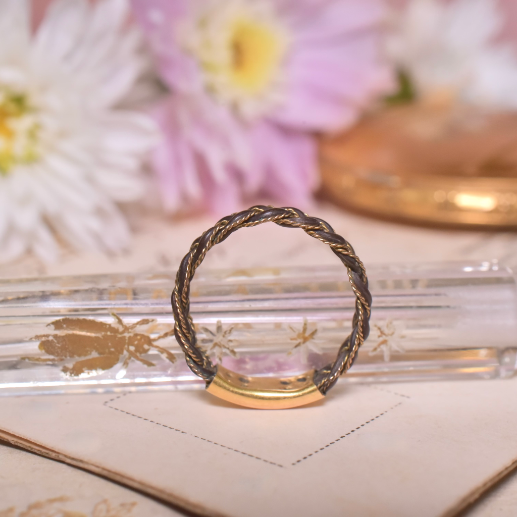 Antique Victorian Era 14ct Gold Braided Elephant Hair Ring