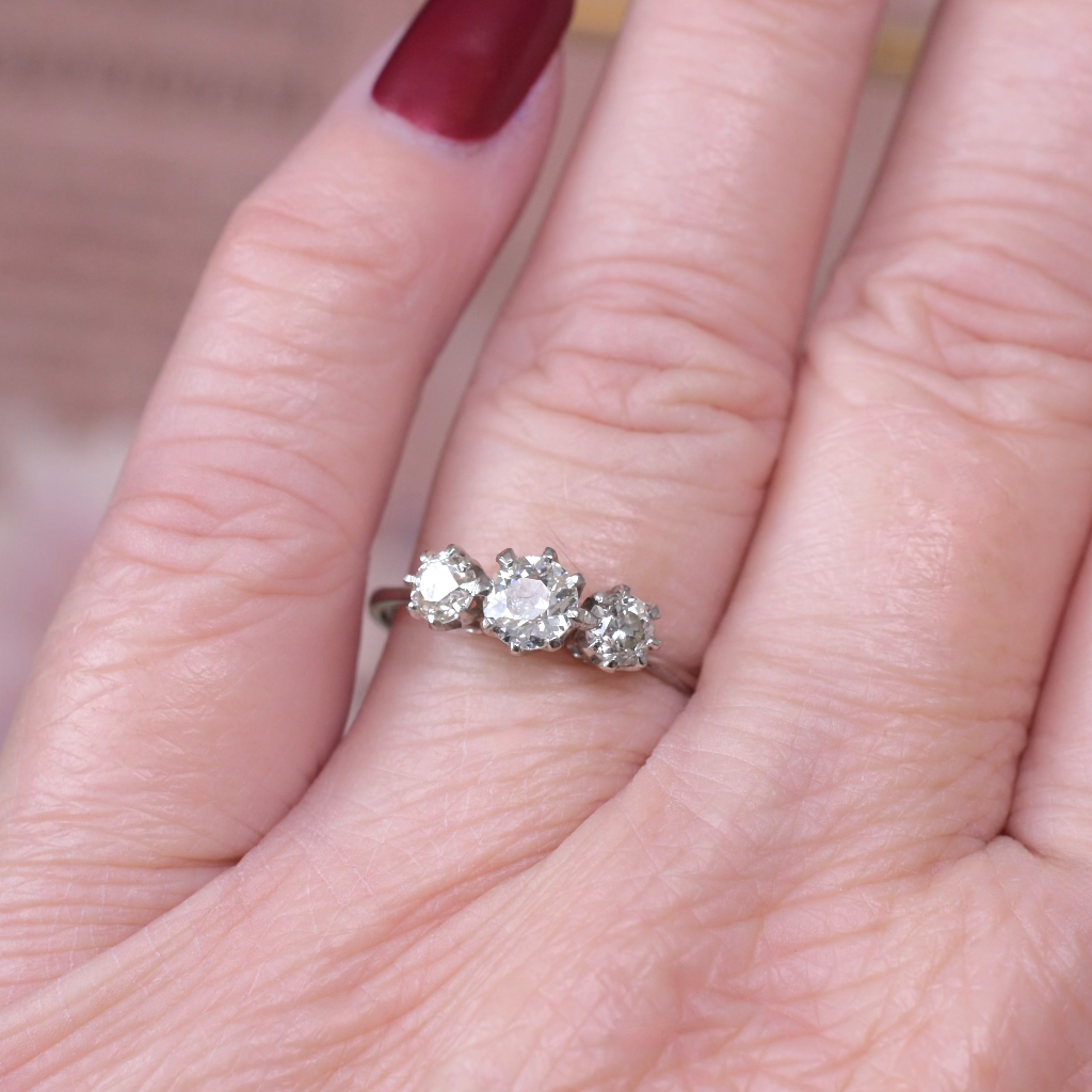 Vintage 9ct White Gold And Diamond Trilogy Ring 1.00ct Independent Valuation Included For $6,000 AUD