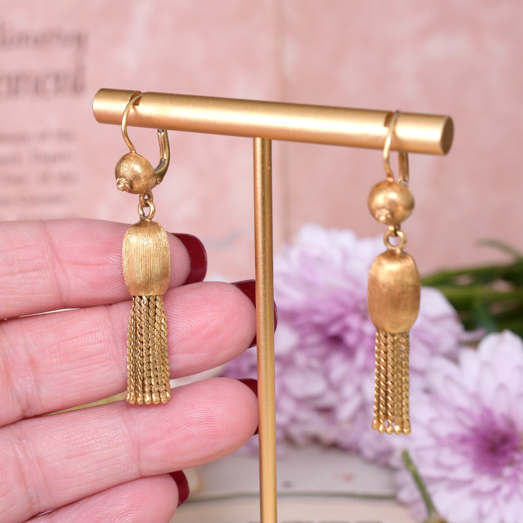 Vintage Italian 18ct Yellow Gold Tassel Earrings circa 1970-80’s