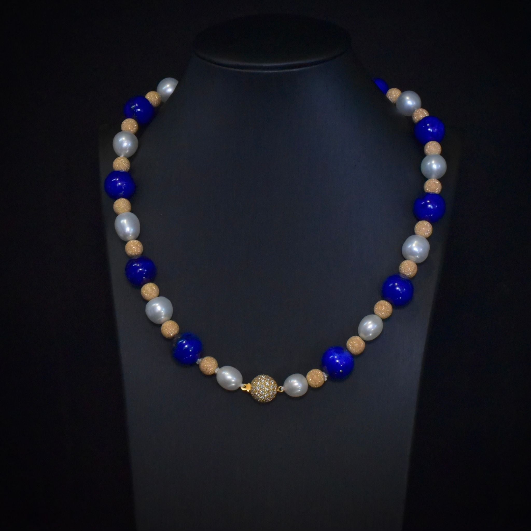 Superb 18ct And 9ct Gold, Diamond, Lapis Lazuli And Pearl Necklace - 1.00ct Included In Purchase Valuation For $8,200 AUD