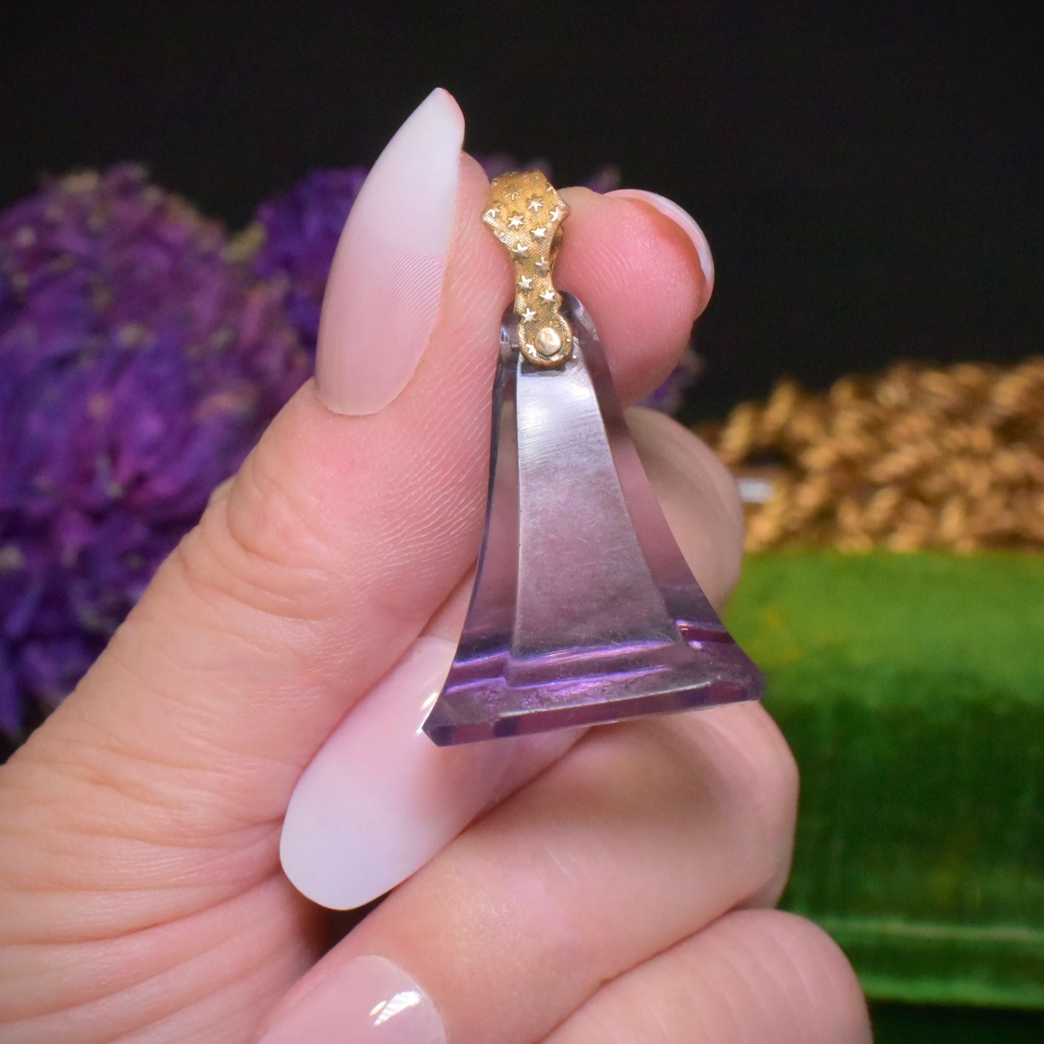 Antique Georgian Amethyst Glass/Paste Tassie Style Intaglio Fob Seal Pendant Circa 1780-1800