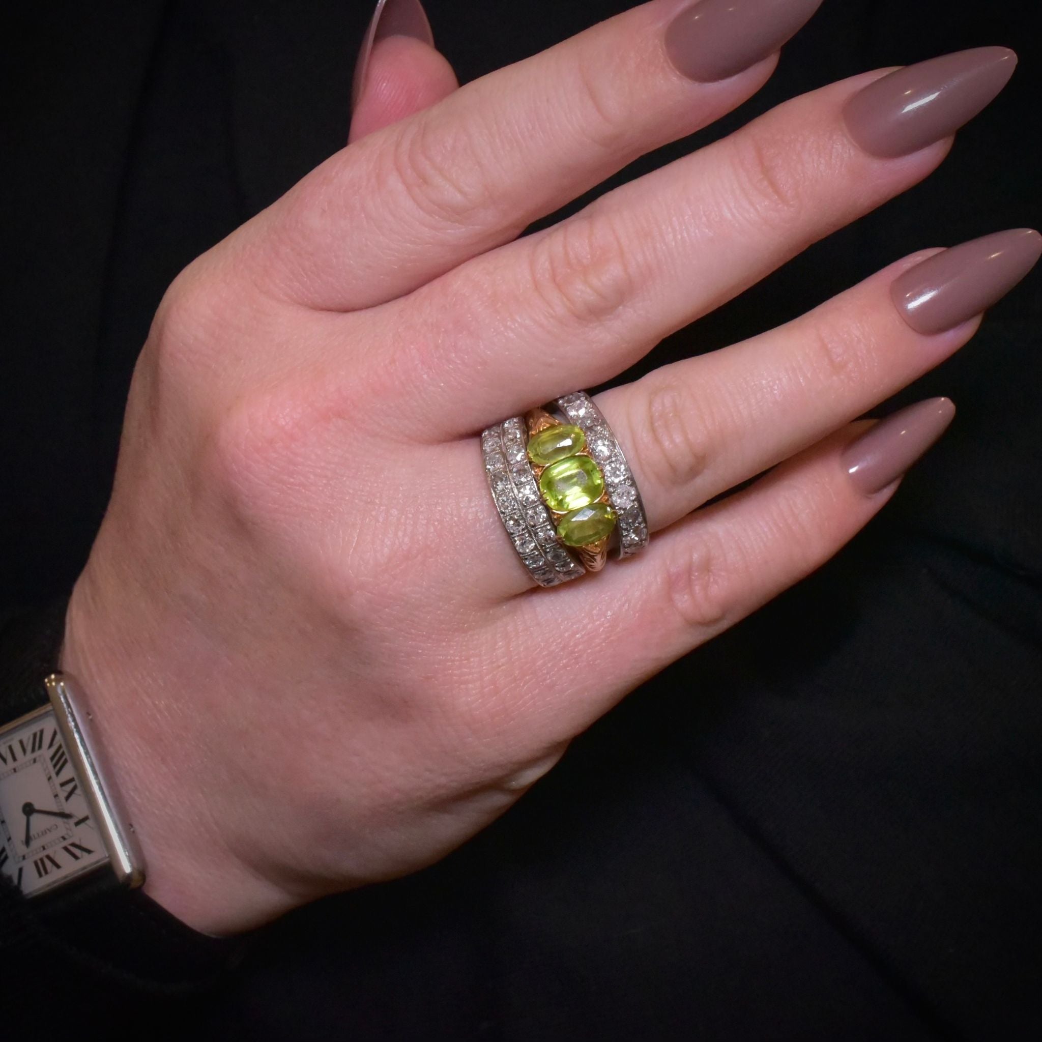 Antique Edwardian 18ct Yellow Gold Peridot Ring - Henry Williamson Ltd - Birmingham 1906