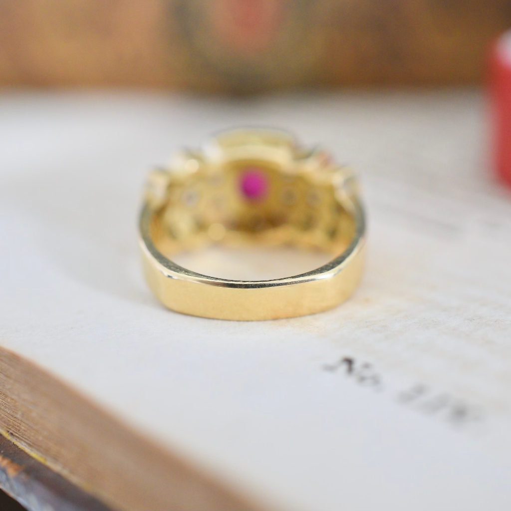 Modern 18ct Yellow Gold Natural Ruby And Diamond 0.50ct Ring