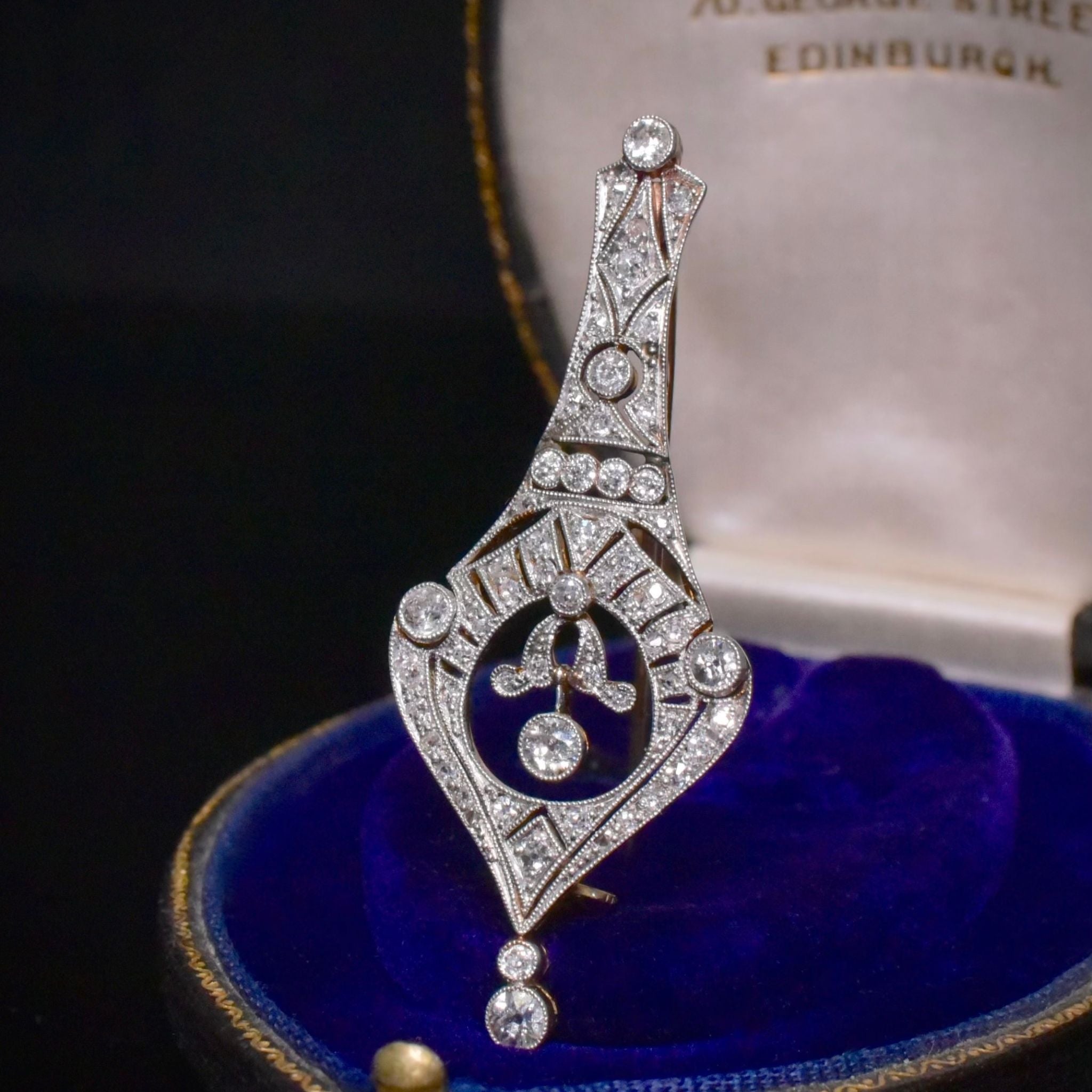 Superb Art Deco 18ct Gold, Platinum And Diamond Brooch Circa 1920’s