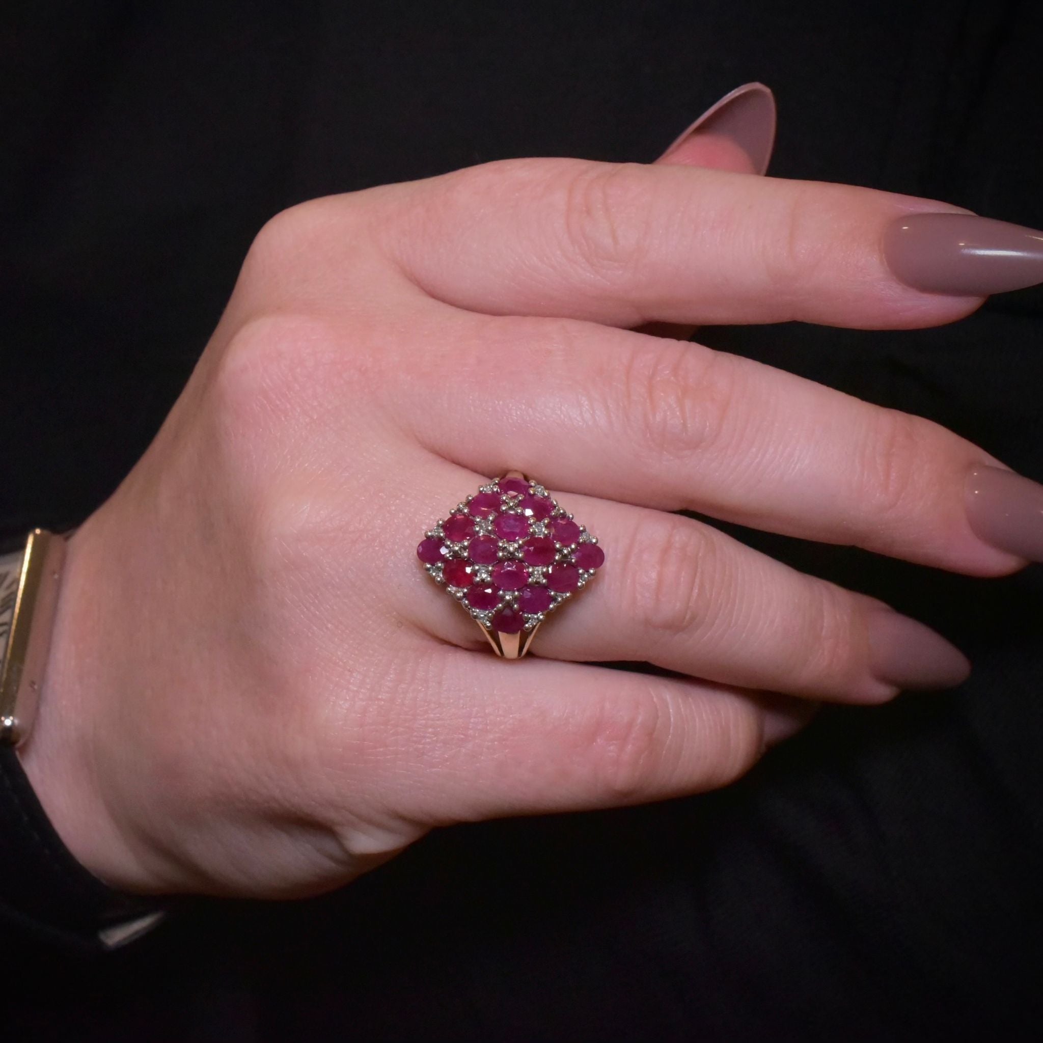 Contemporary 9ct Yellow Gold Ruby And Diamond Ring - Birmingham 2008