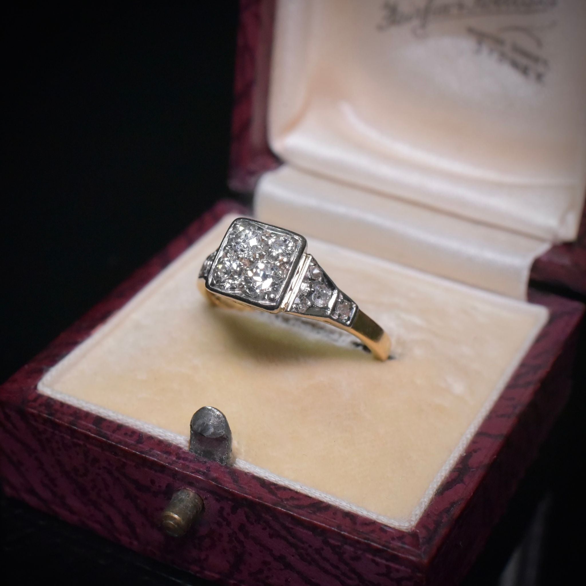 Antique Art Deco Australian 18ct Yellow Gold, Platinum And Diamond Ring - W J Coote & Sons