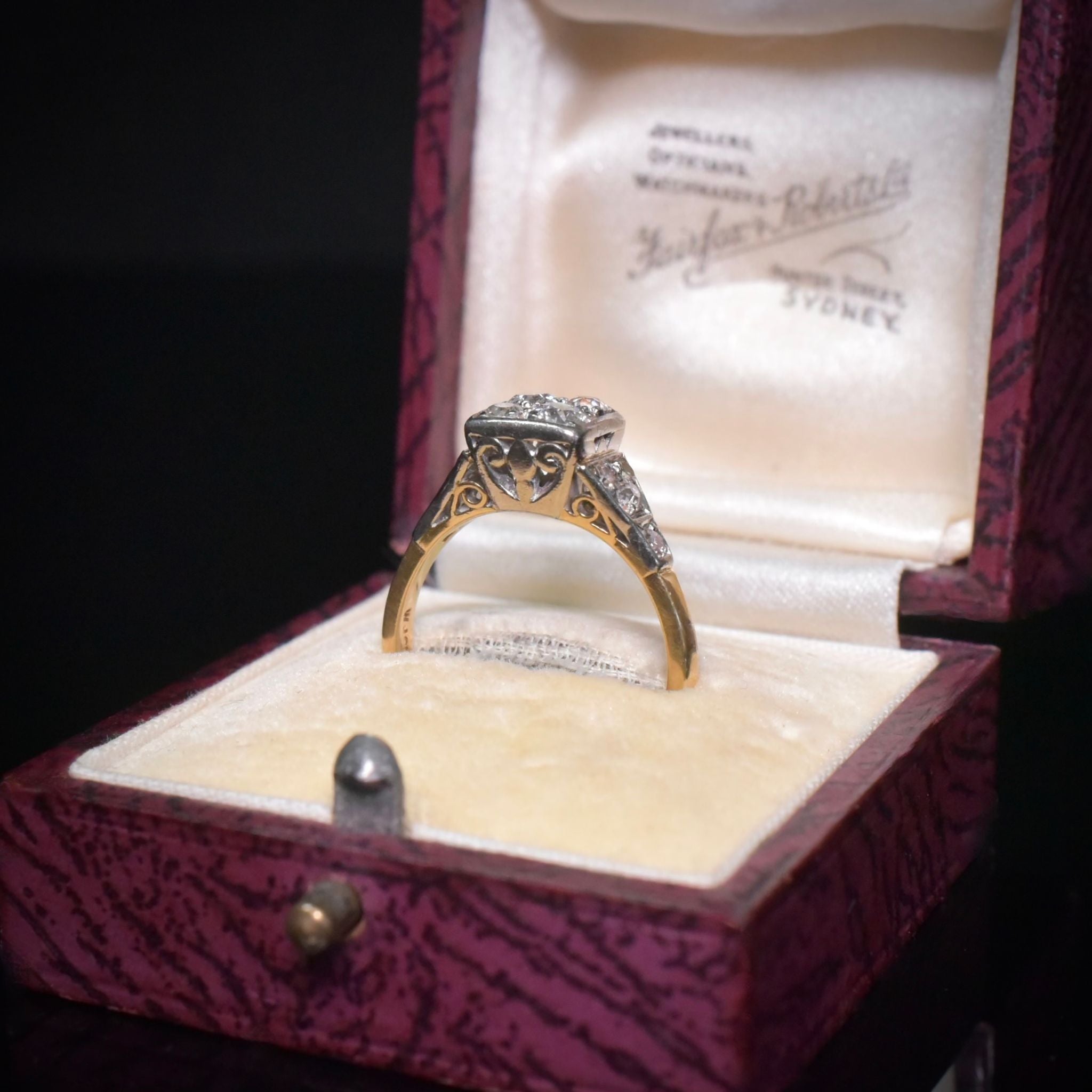 Antique Art Deco Australian 18ct Yellow Gold, Platinum And Diamond Ring - W J Coote & Sons