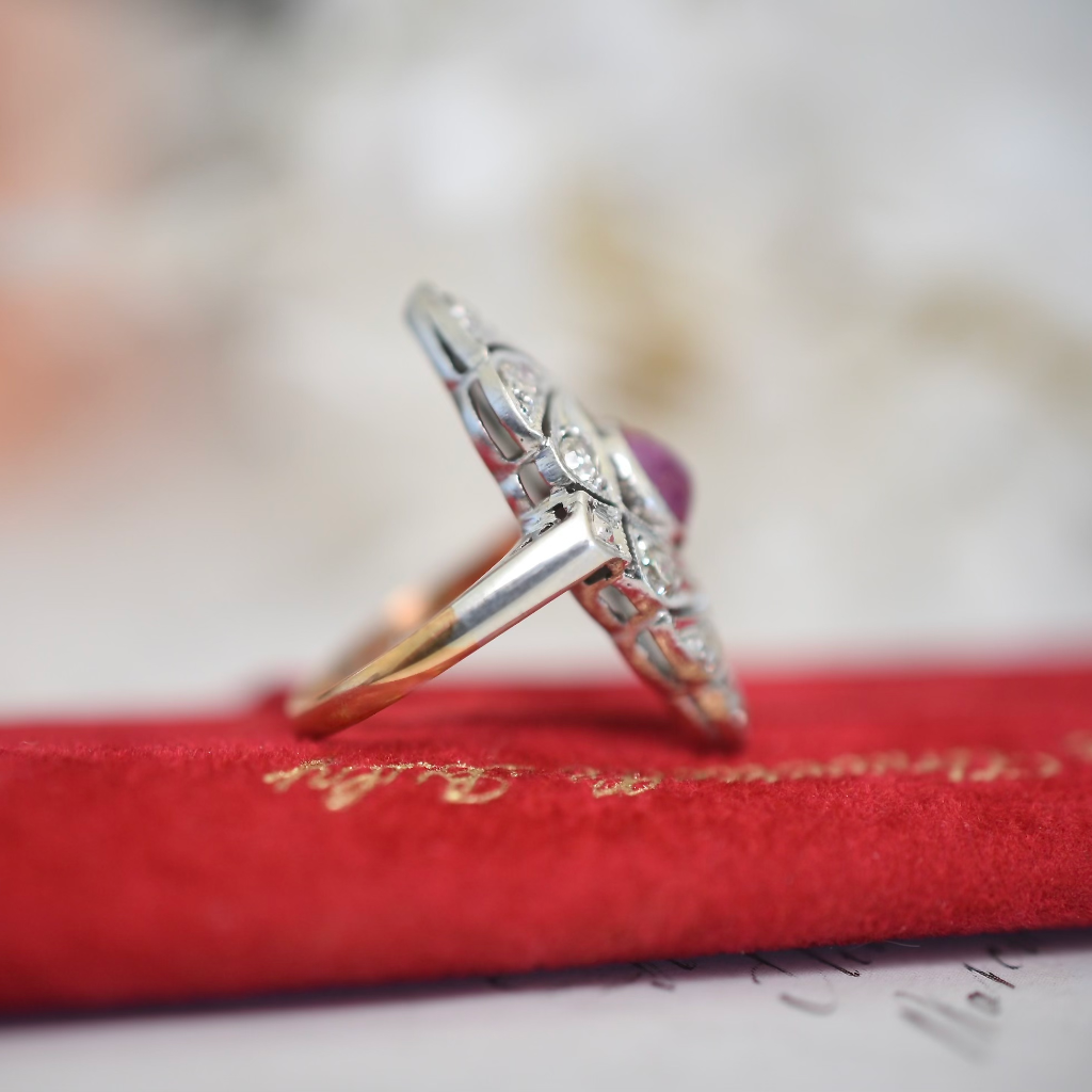 Antique Art Deco 22ct Gold Ruby And Diamond Ring