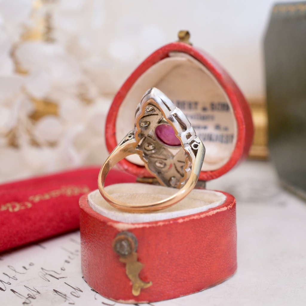 Antique Art Deco 22ct Gold Ruby And Diamond Ring