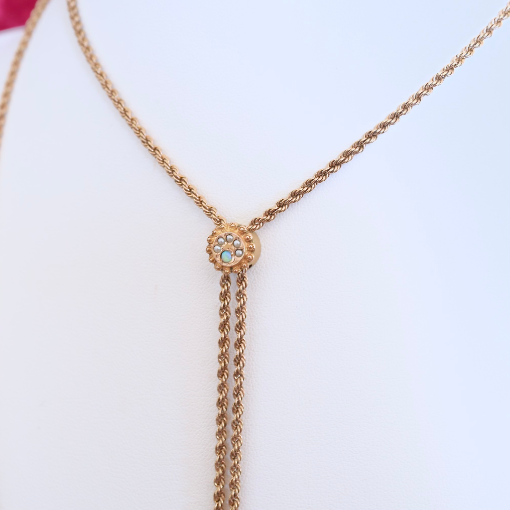 Antique Edwardian Rose ** Gold Filled** Opal Slide Chain