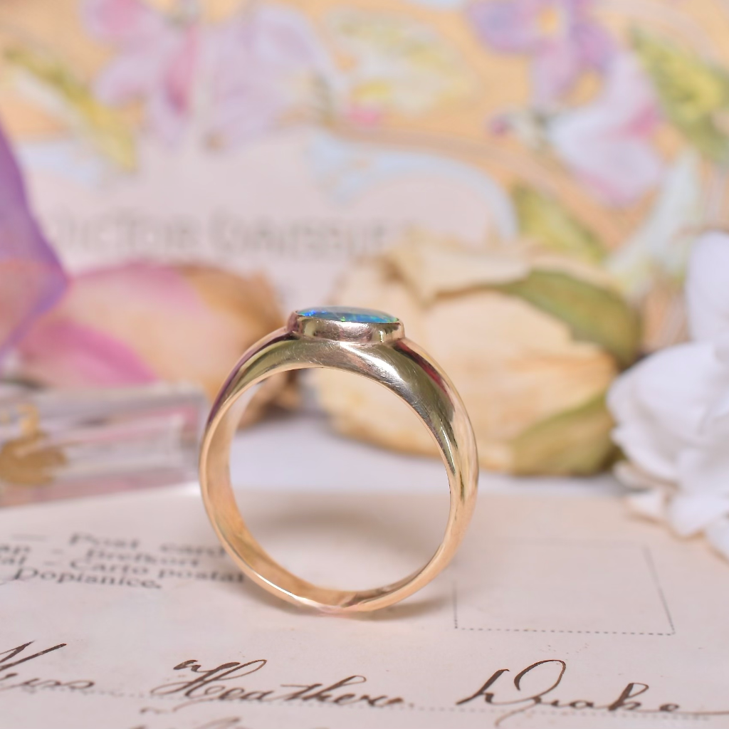 Modern 10ct Yellow Gold And Solid Dark Opal Ring Valuation For Retail Replacement For $4,700 AUD