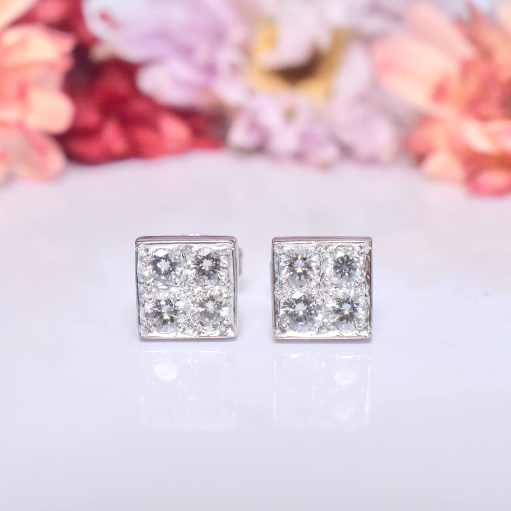 Modern 18ct (And 14ct) White Gold Diamond Earrings By Jan Logan