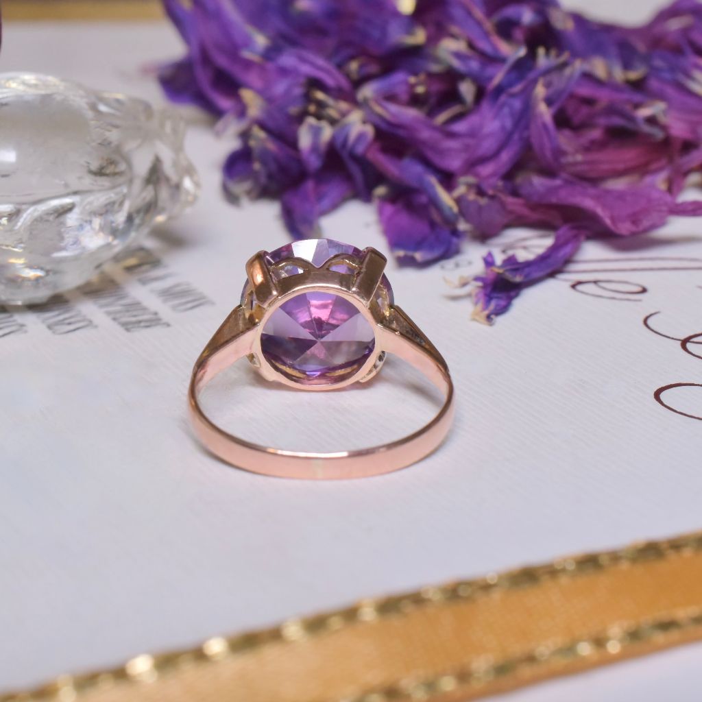 Vintage 9ct Rose Gold Colour-Change Sapphire/Alexandrite (Lab Created) Ring