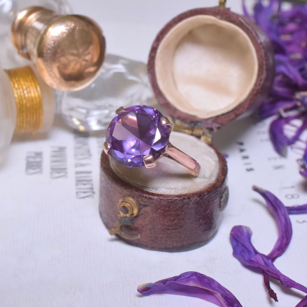 Vintage 9ct Rose Gold Colour-Change Sapphire/Alexandrite (Lab Created) Ring