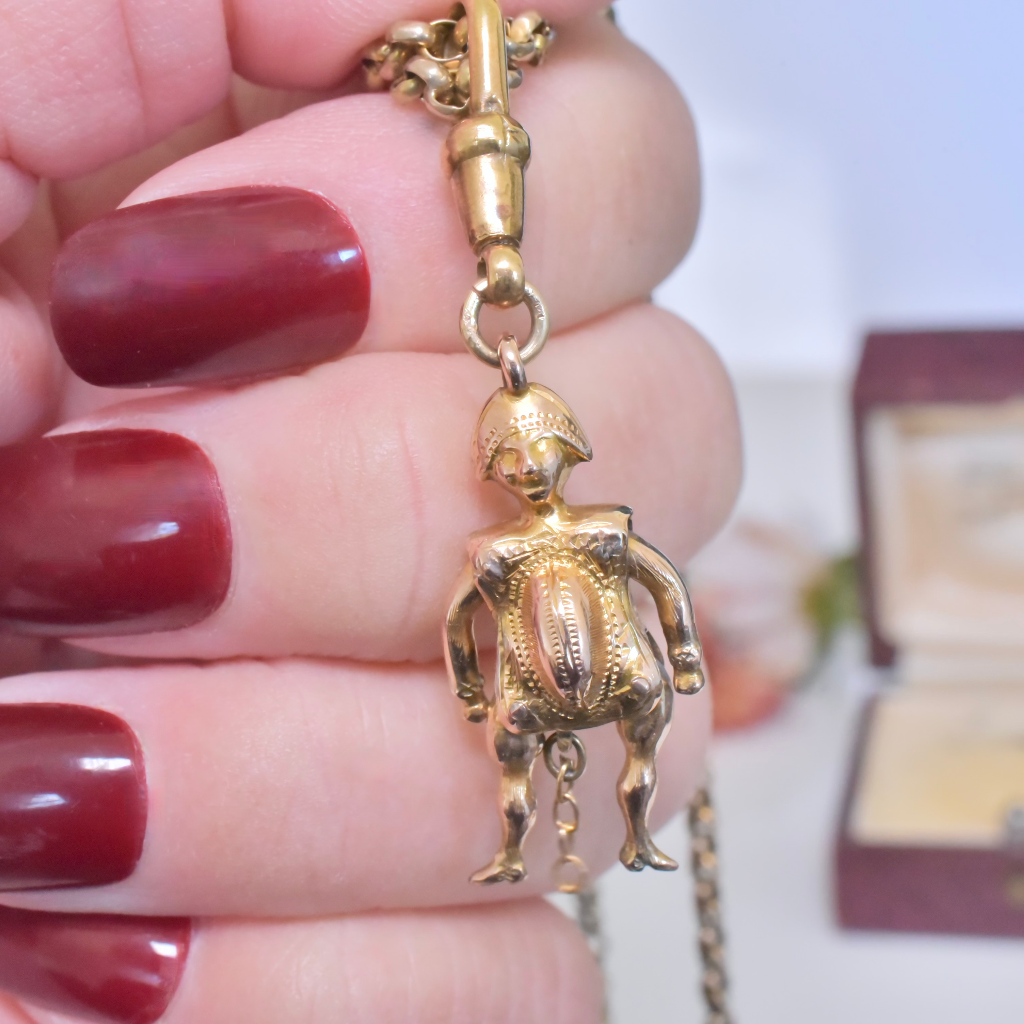 Antique Victorian 12ct Rose Gold ‘Harlequin’ Articulated Puppet Charm Circa 1880’s