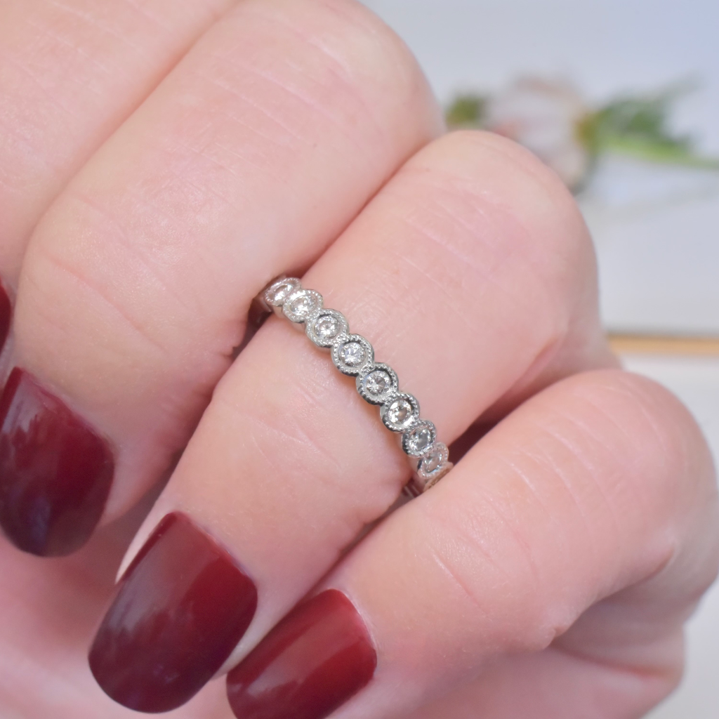 Contemporary Platinum And Diamond 3/4 Hoop Eternity/Wedding Style Ring