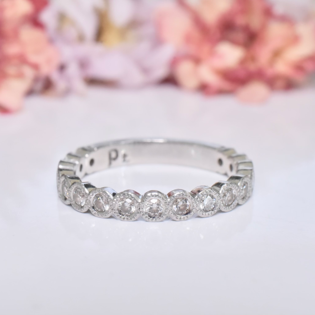 Contemporary Platinum And Diamond 3/4 Hoop Eternity/Wedding Style Ring