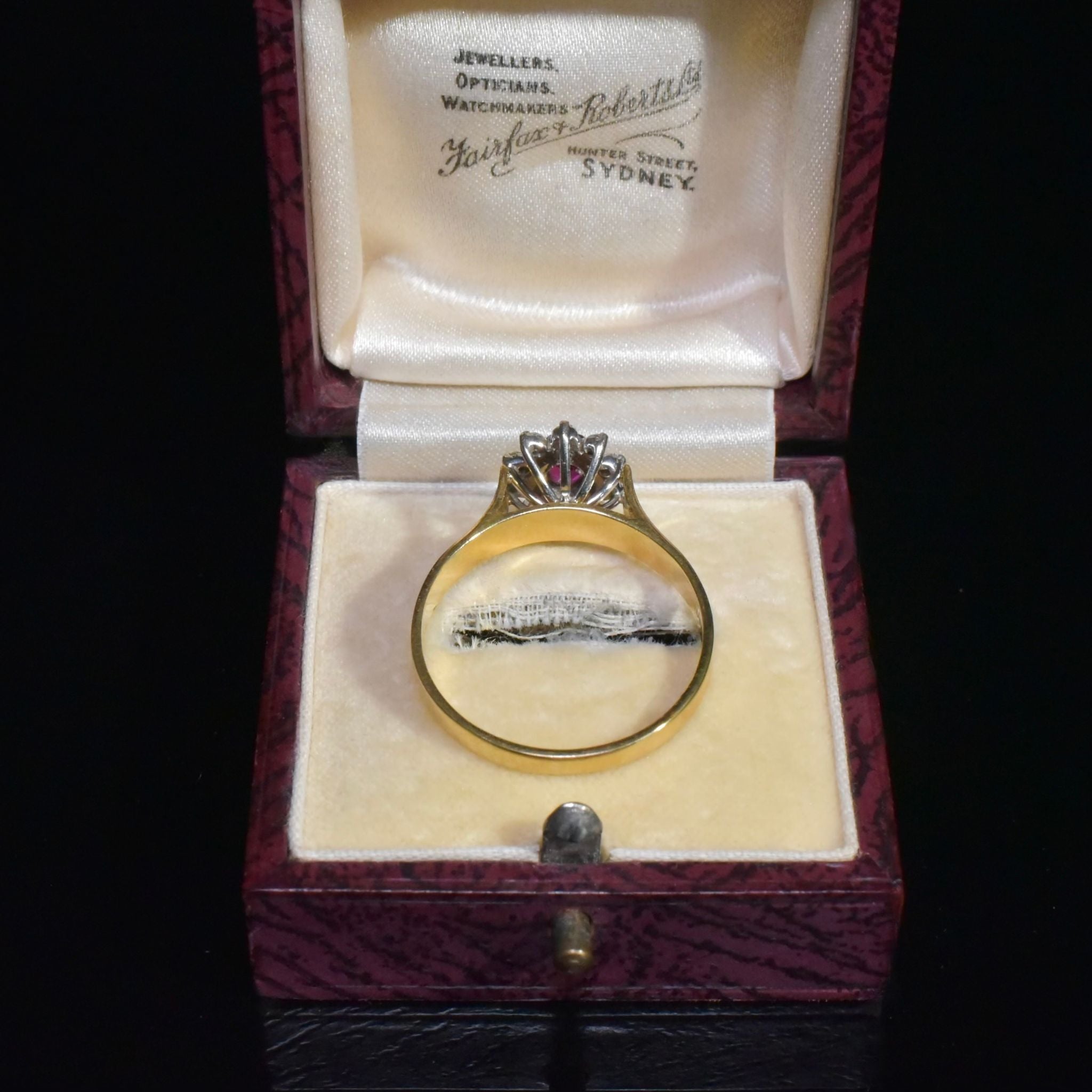 Vintage 18ct Yellow Gold Ruby And Diamond Cluster Ring