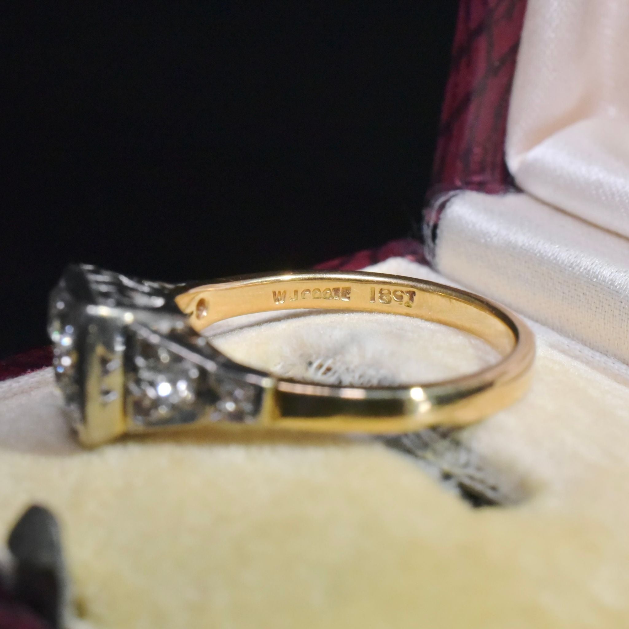 Antique Art Deco Australian 18ct Yellow Gold, Platinum And Diamond Ring - W J Coote & Sons