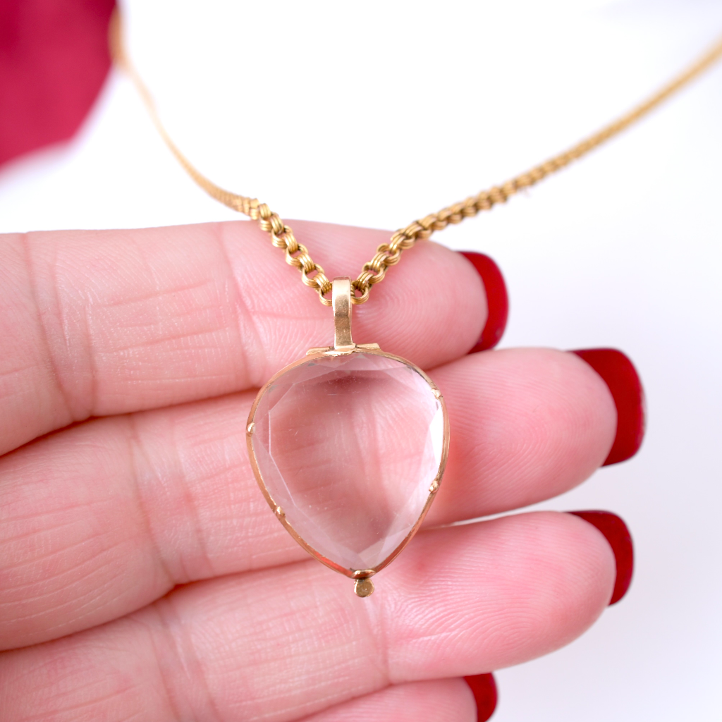 Antique Georgian 16ct Gold (Tested) And Rock Crystal ‘Heart’ Locket Circa 1790-1800